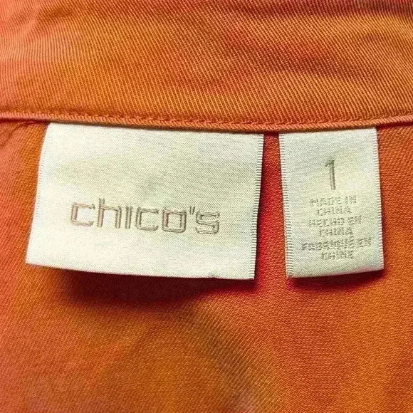 Chico's Ochre Ruffle Women’s Jacket Size 1 with inside pockets - Picture 15 of 15